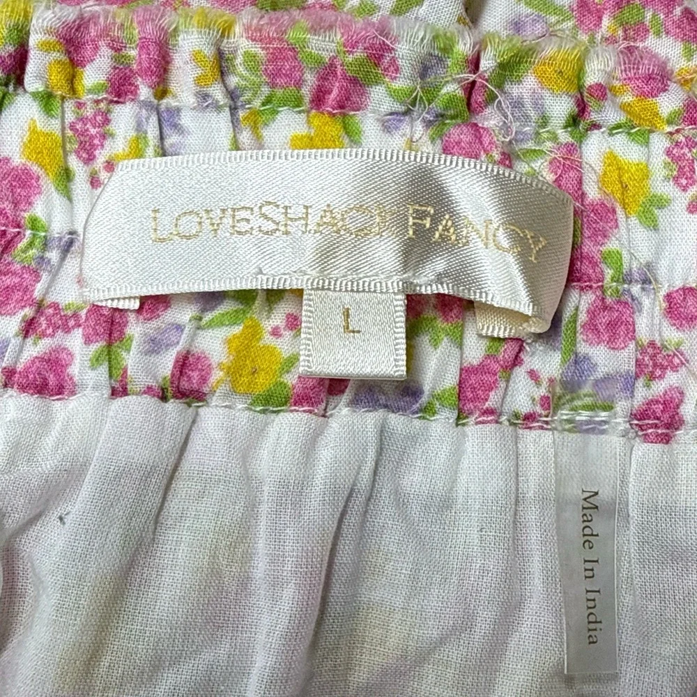 LoveShackFancy Floral Mini Skirt Size L Pink Yellow Cotton Boho Cottagecore - Picture 6 of 7
